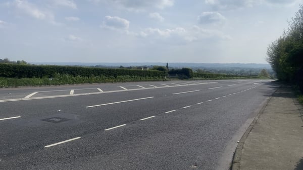 The road where a two-vehicle collision occurred near Moira, Co Down