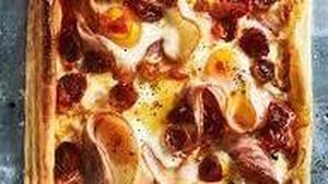 Bacon egg and tomato tart show image