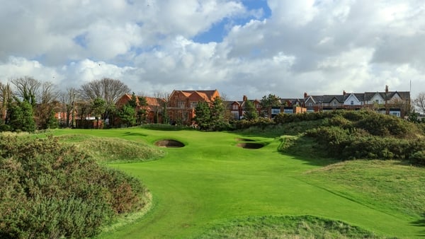 LYTHAM ST ANNES, ENGLAND - OCTOBER 28: A general view of the par 3, ninth hole at Royal Lytham & St. Annes on October 28, 2025 in Lytham St Annes, England. (Photo by David Cannon/R&A/R&A via Getty Images)