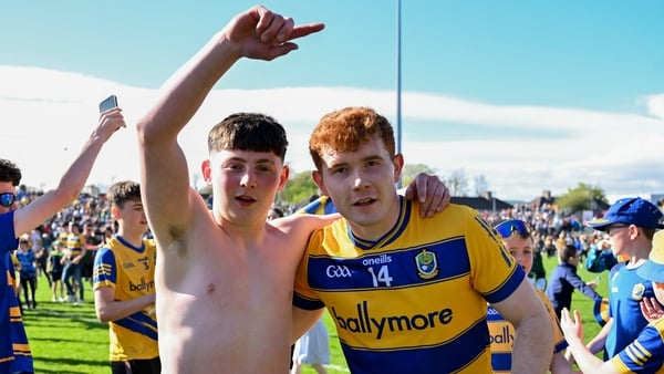 26 April 2026; Colm Neary of Roscommon celebrates with a supporter after the Connacht GAA Football Senior Championship semi-final match between Mayo and Roscommon at Hastings Insurance MacHale Park in Castlebar, Mayo. Photo by Paul Phelan/Sportsfile