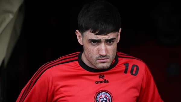 Dawson Devoy of Bohemians walks out to warm up before the SSE Airtricity Men's Premier Division match between Bohemians and Waterford at Dalymount Park in Dublin.