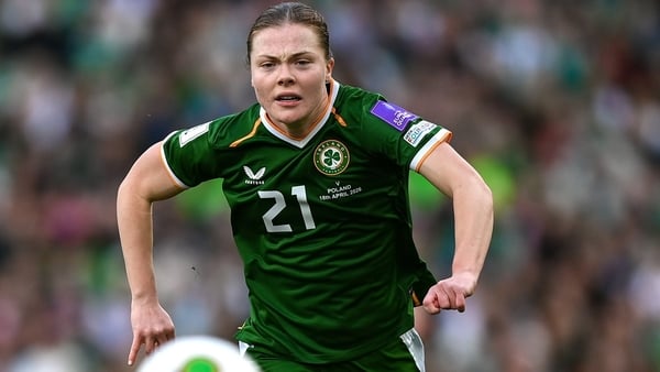 Emily Murphy of Republic of Ireland during the 2027 FIFA Women’s World Cup Qualifier match between Republic of Ireland and Poland at the Aviva Stadium in Dublin.
