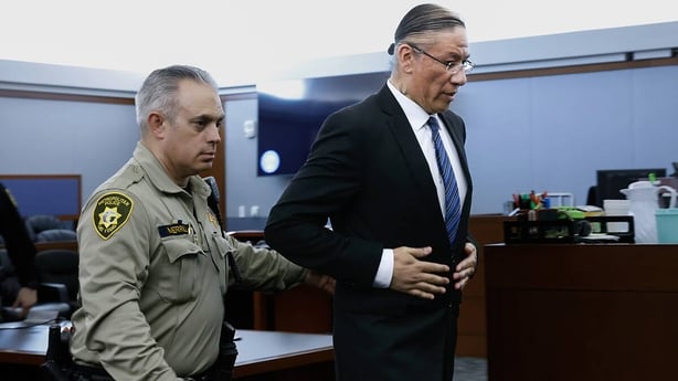 Nathan Chasing Horse is led out of a courtroom after a jury found him guilty of sexual assault