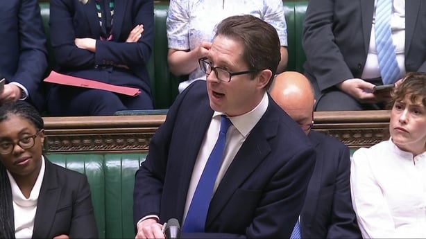 Screen grab of MP Alex Burghart speaking in the chamber during the debate on draft legislation giving the Government "the power to direct steel companies in England" to protect British Steel's Scunthorpe plant. Picture date: Saturday April 12, 2025.