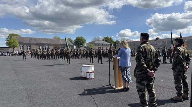 Minister Helen McEntee addresses 128th Infantry Battalion at Sarsfield Barracks in Limerick