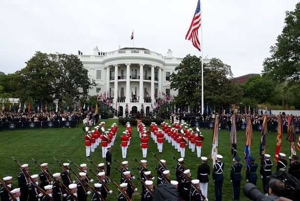 Arrival ceremony for UK royals at the White House in Washington, DC