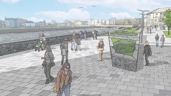 Artist impression of proposed Galway flood defences