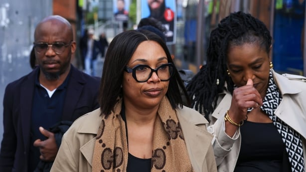 Esther Onolememen, (C), mother of the late Reme Onolememen and other family members pictured leaving the Dublin District Coroner's Court