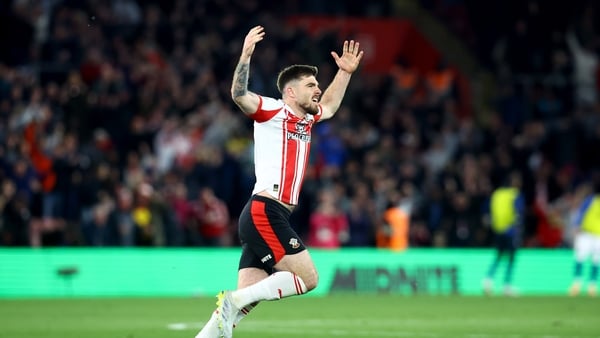SOUTHAMPTON, ENGLAND - APRIL 28: Ryan Manning of Southampton celebrates after equalising during the Sky Bet Championship match between Southampton and Ipswich Town at St Mary's Stadium on April 28, 2026 in Southampton, England. (Photo by Matt Watson/South