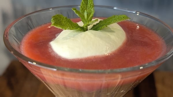 A dessert in a tall glass