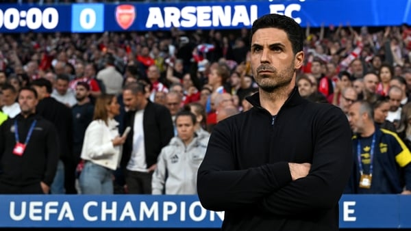 Mikel Arteta, Manager of Arsenal, looks on prior to the UEFA Champions League 2025/26 Semi Final First Leg match between Atletico de Madrid and Arsenal FC at Metropolitano Stadium on April 29, 2026 in Madrid, Spain.