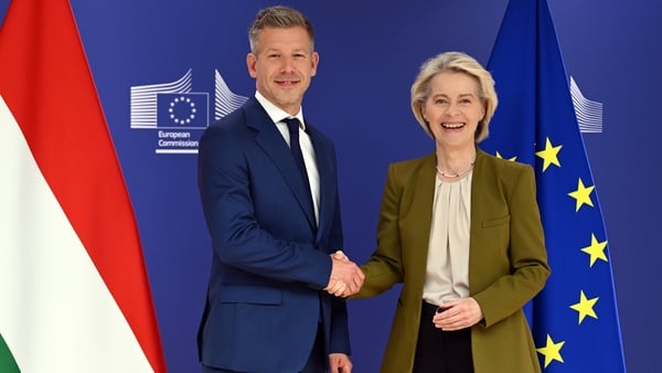 Hungarian Prime Minister Peter Magyar (L) meets with European Commission President Ursula von der Leyen (R) in Brussels, Belgium, on April 29, 2026. (Photo by Dursun Aydemir/Anadolu via Getty Images)