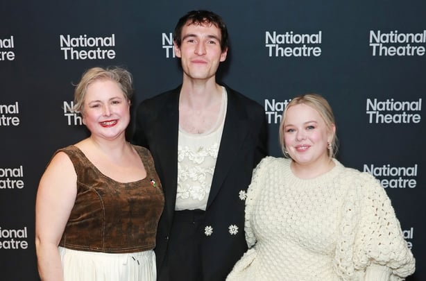 LONDON, ENGLAND - DECEMBER 11: (L to R) Siobhán McSweeney, Eanna Hardwicke and Nicola Coughlan attend the press night after party for "The Playboy Of The Western World" at The National Theatre on December 11, 2025 in London, England. (Photo by Dave Benett/Getty Images)