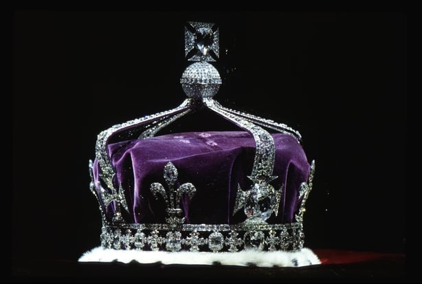 The Koh-i-Noor diamond pictured at the front of the crown of Queen Elizabeth, the queen mother