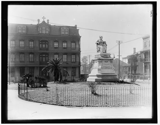 Margaret Monument, New Orleans, c.between 1890 and 1901. The Margaret Haughery Statue commemorates philanthropist Margaret Haughery (1813-1882). Known as 'the mother of the orphans', she devoted her life's work to the care and feeding of the poor and hungry of New Orleans, and to the funding and con
