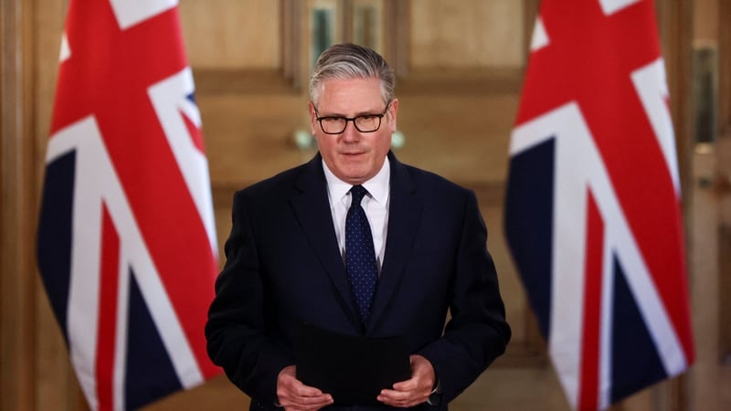 UK Prime Minister Keir Starmer makes a statement in number 10 Downing Street