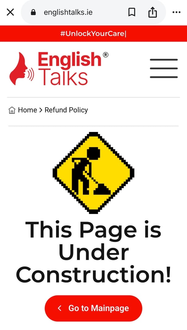 Screenshot of website saying This Page is Under Construction