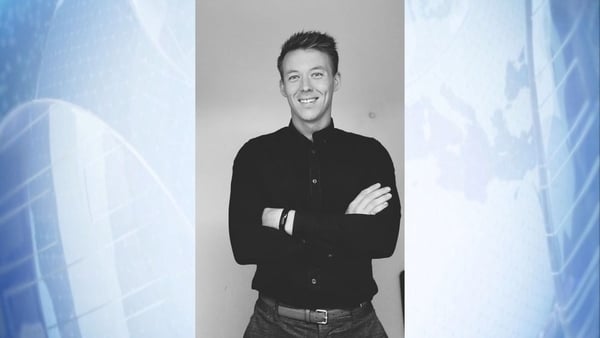A black and white photo of Nick Sheridan.