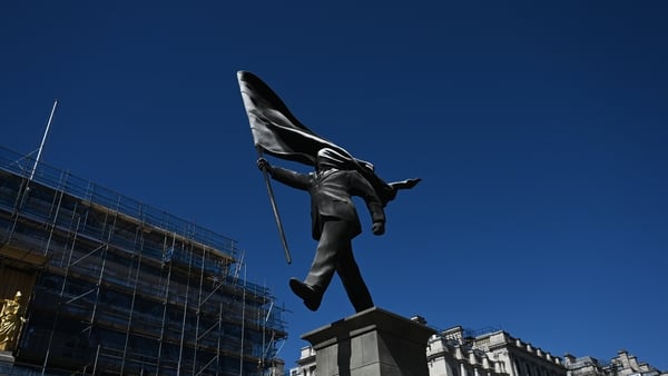 LONDON, UNITED KINGDOM - APRIL 30: A view of an artwork believed to be by the artist Banksy at Waterloo Place in central London, United Kingdom, on April 30, 2026. The approximately 25-meter-tall sculpture, thought to have been installed overnight in the