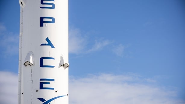 A SpaceX Falcon 9 reusable rocket booster