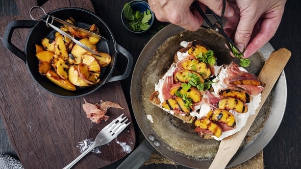 Peaches with Buratta