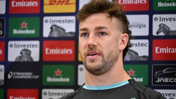 1 May 2026; Captain Caelan Doris during a media conference after the Leinster Rugby captain's run at the Aviva Stadium in Dublin. Photo by Brendan Moran/Sportsfile