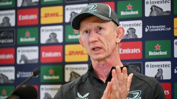 1 May 2026; Head coach Leo Cullen during a media conference after the Leinster Rugby captain's run at the Aviva Stadium in Dublin. Photo by Brendan Moran/Sportsfile