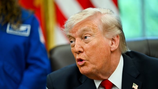 US President Donald Trump during a meeting with members of the Artemis II mission in the Oval Office of the White House in Washington, DC, US, on Wednesday, April 29, 2026. NASA's four Artemis astronauts swung behind the moon in a journey that shattered space travel distance records and brought peop