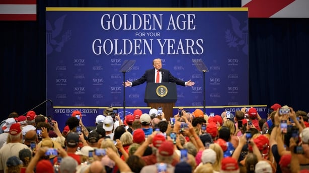 US President Donald Trump speaks during an event at The Villages Charter School in Sumterville, Florida,