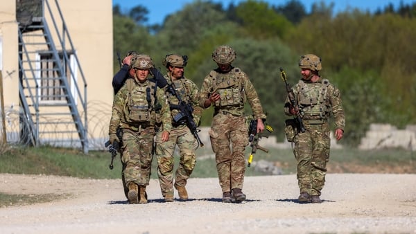 US army soldiers seen during an exercise at the US military Hohenfels Training Area in Hohenfels, Germany
