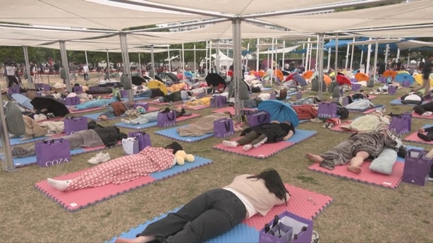 Participants during a sleeping competition in South Korea