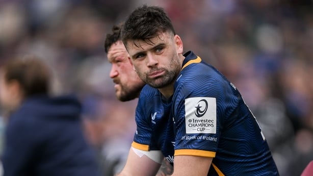 2 May 2026; Harry Byrne, right, and Andrew Porter of Leinster sit in the sinbin during the Investec Champions Cup semi-final match between Leinster and RC Toulon at the Aviva Stadium in Dublin. Photo by Brendan Moran/Sportsfile