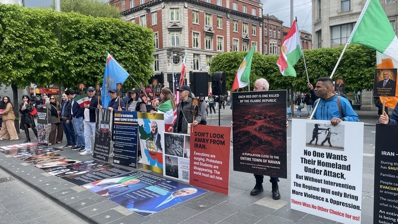 People protesting against Iran's regime in Dublin