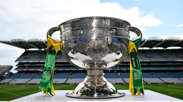 27 July 2025; A general view of the Sam Maguire trophy before the GAA Football All-Ireland Senior Championship final match between Kerry and Donegal at Croke Park in Dublin. Photo by Ramsey Cardy/Sportsfile