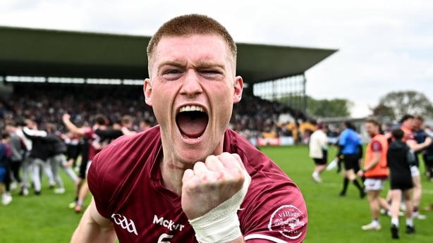3 May 2026; Shane Allen of Westmeath celebrates after his side's victory in the Leinster GAA Football Senior Championship semi-final match between Kildare and Westmeath at Glenisk O'Connor Park in Tullamore, Offaly. Photo by Piaras Ó Mídheach/Sportsfile