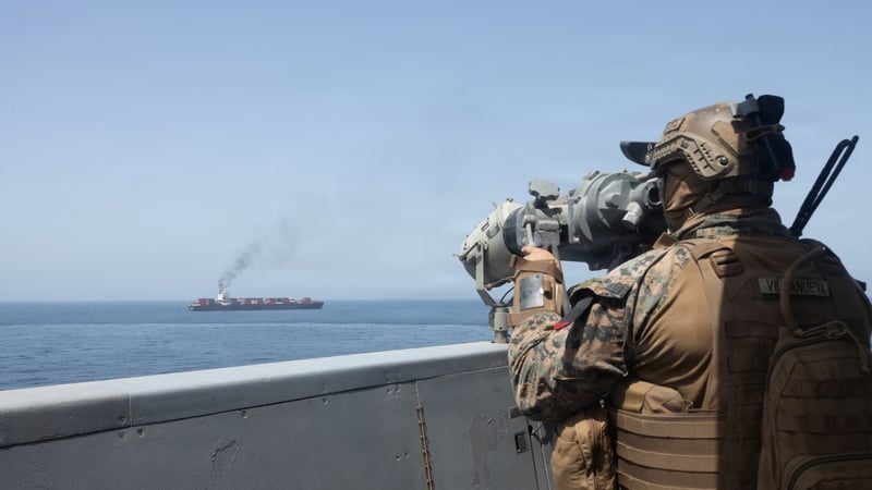 This photo provided by US Central Command, shows US forces patrolling the Arabian Sea