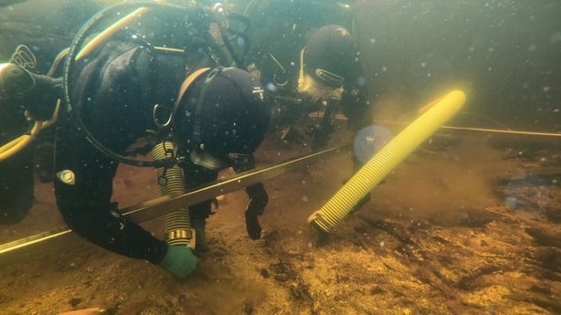 Undated handout photo issued by the University of Southampton of excavating underwater at Loch Bhorgastail on the Isle of Lewis