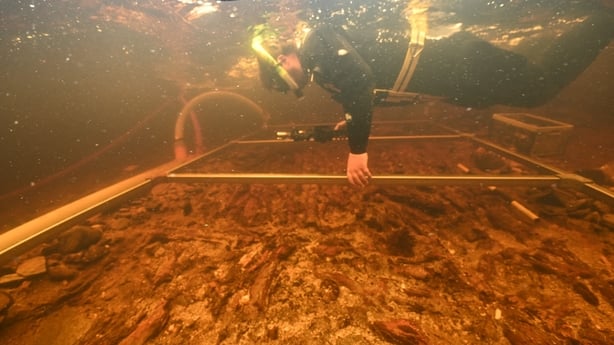 Undated handout photo issued by the University of Southampton of excavating underwater at Loch Bhorgastail on the Isle of Lewis