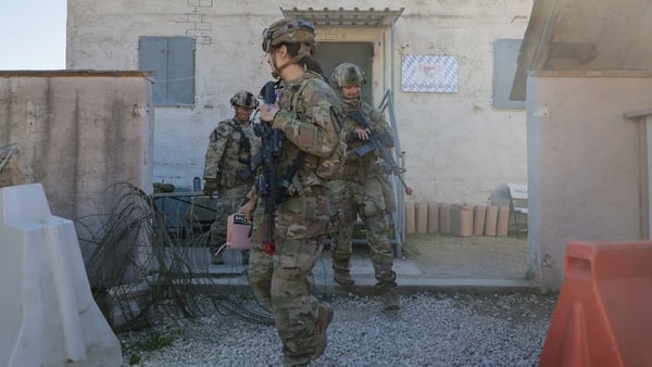 Soldiers from the US Army during a training exercise at the US military Grafenwoehr Training Area in germany