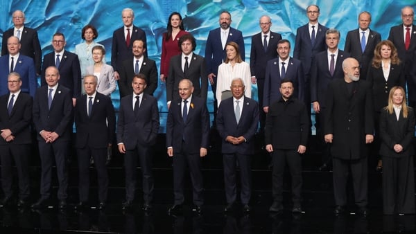 Participants of the 8th European Political Community (EPC) summit pose for a family photo