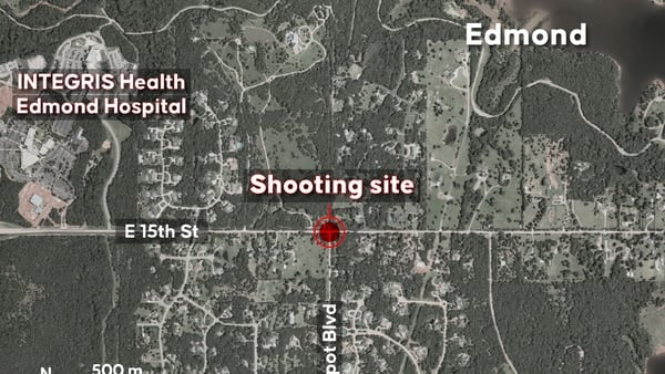 An infographic titled "Shooting at lake near Oklahoma City"