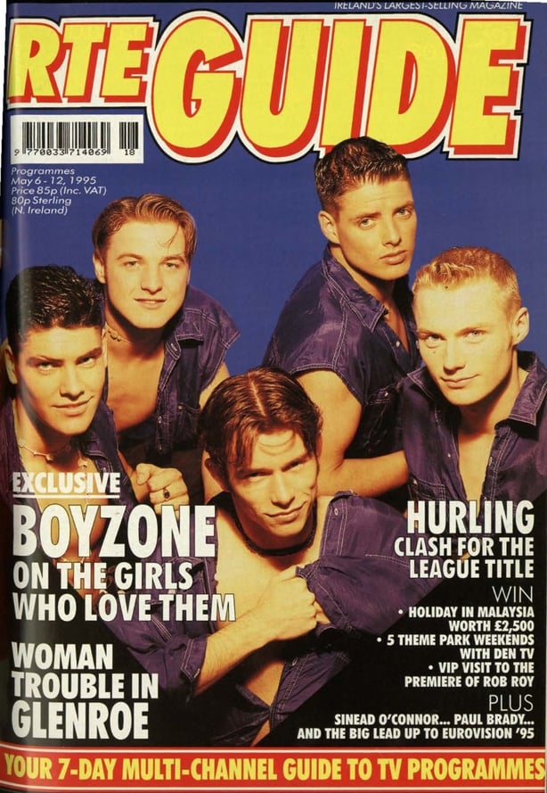 RTÉ Guide cover May 1995 with Boyzone posing against a blue background