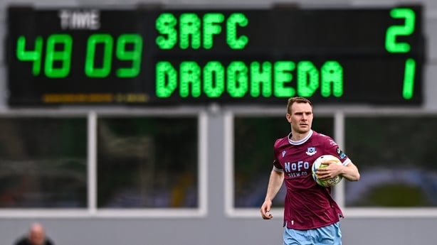 Dublin , Ireland - 4 May 2026; Mark Doyle of Drogheda United after scoring his side's first goal during the SSE Airtricity Men's Premier Division match between Shamrock Rovers and Drogheda United at Tallaght Stadium in Dublin. (Photo By Ben McShane/Sportsfile via Getty Images)