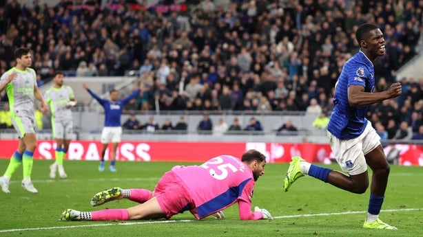 LIVERPOOL, ENGLAND - MAY 04: Everton player Thierno Barry celebrates after scoring the first Everton goal during the Premier League match between Everton and Manchester City at Hill Dickinson Stadium on May 04, 2026 in Liverpool, England. (Photo by Stu Forster/Getty Images)