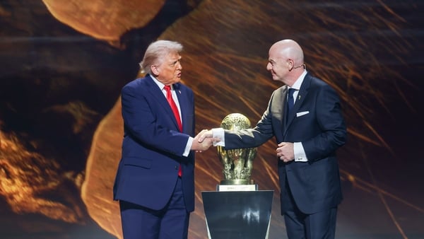 WASHINGTON, DC - DECEMBER 5: FIFA President Gianni Infantino and U.S. President Donald Trump during the FIFA World Cup 2026 official draw at John F. Kennedy Center for the Performing Arts on December 5, 2025 in Washington, DC. (Photo by Tasos Katopodis -