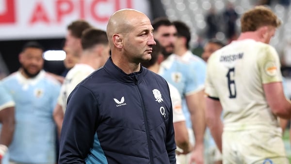 PARIS, FRANCE - MARCH 14: Steve Borthwick, the England head coach, looks dejected after their defeat during the Guinness Six Nations 2026 match between France and England at Stade de France on March 14, 2026 in Paris, France. (Photo by David Rogers/Getty