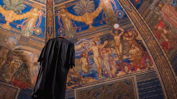 Visitors explore the Central Pavilion at Giardini at the 61st International Art Exhibition