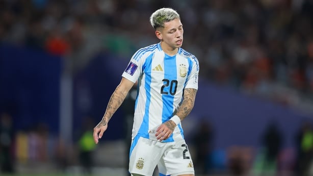 SANTIAGO, CHILE - OCTOBER 19: Gianluca Prestianni of Argentina reacts during the FIFA U-20 World Cup Chile 2025 final match between W49 and W50 at Estadio Nacional Julio Martínez Prádanos on October 19, 2025 in Santiago, Chile. (Photo by Hector Vivas - FIFA/FIFA via Getty Images)
