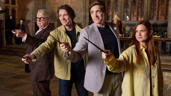 Mark Williams, James and Oliver Phelps, and Bonnie Wright visit Warner Bros. Studio Tour London - The Making of Harry Potter in Leavesden to celebrate 25 years since the release of Harry Potter and the Philosopher's Stone. Photo: Simon Jacobs/PA Media Ass