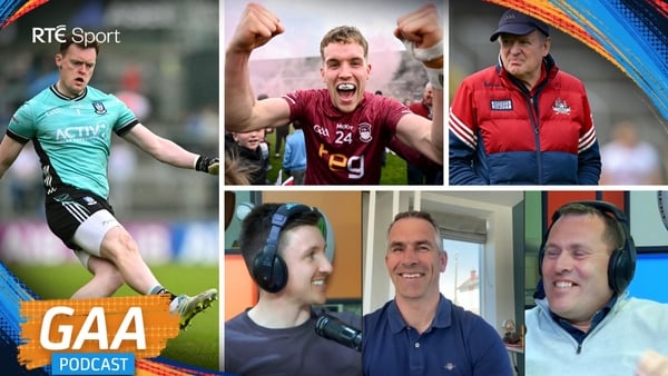 RTE GAA PODCAST imagery, match action and reaction pictures with a colourful border